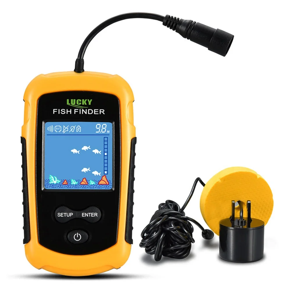 Fish Finder Portable - ラッキー液晶カラースクリーンポータブル有線魚群探知機 100 メートルの深さ範囲ソナーエコーサウンダー魚群探知機釣りファインダー