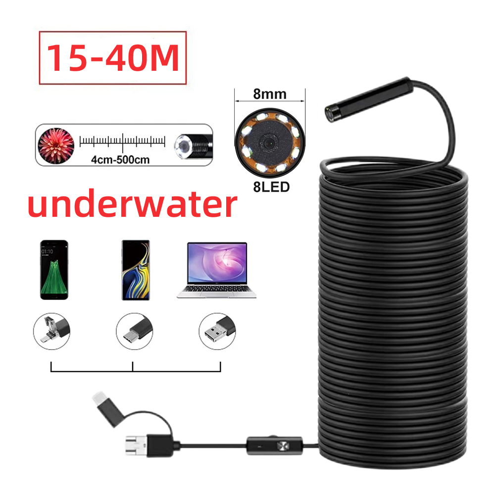 Fish Finder Cable - 防水ミニカメラ付き内視鏡720p,魚群探知機,水中パイプ検査用,ボアスコープ,40m,ip68