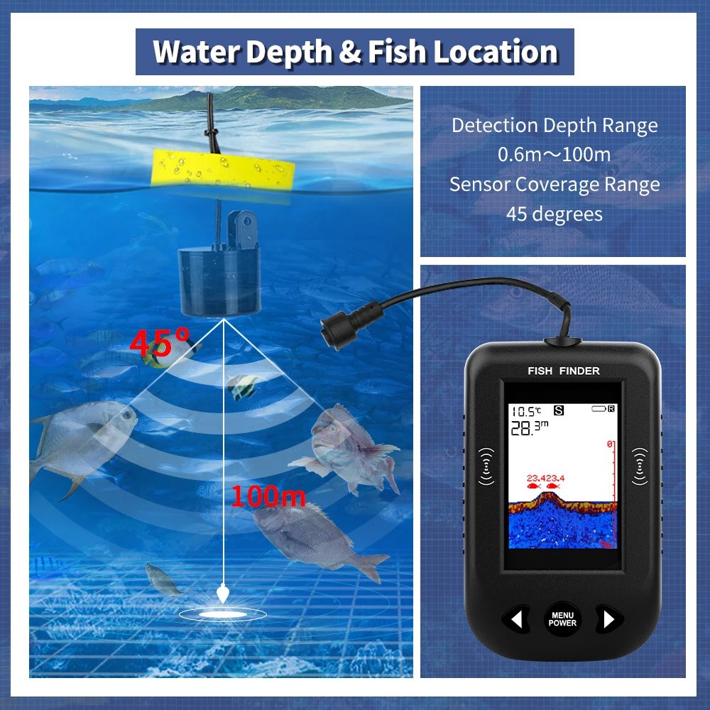エルチャンXF03魚群探知機45度100Mポータブルソナー釣 - Fish Finder Portable のレビューと価格