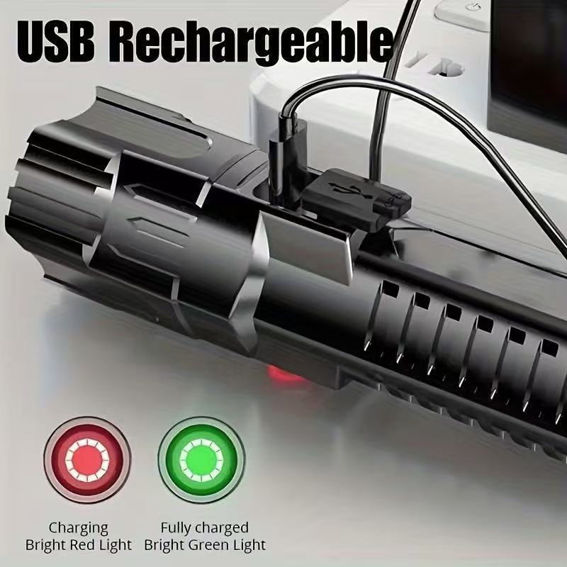 新型高出力LED懐中電灯 USB充電式トーチ ズーム機能付き - Fish Finder Battery のレビューと価格